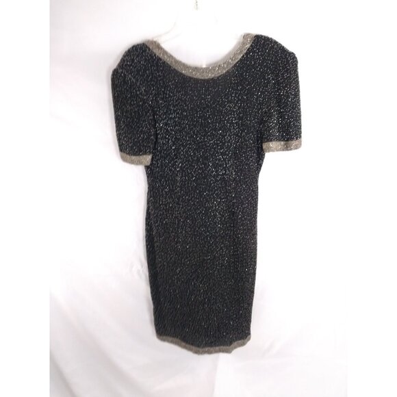Vtg. Stenay MidCentury Style Silk Shell Beaded Formal Cocktail Midi Dress Sz 8 - Picture 1 of 16